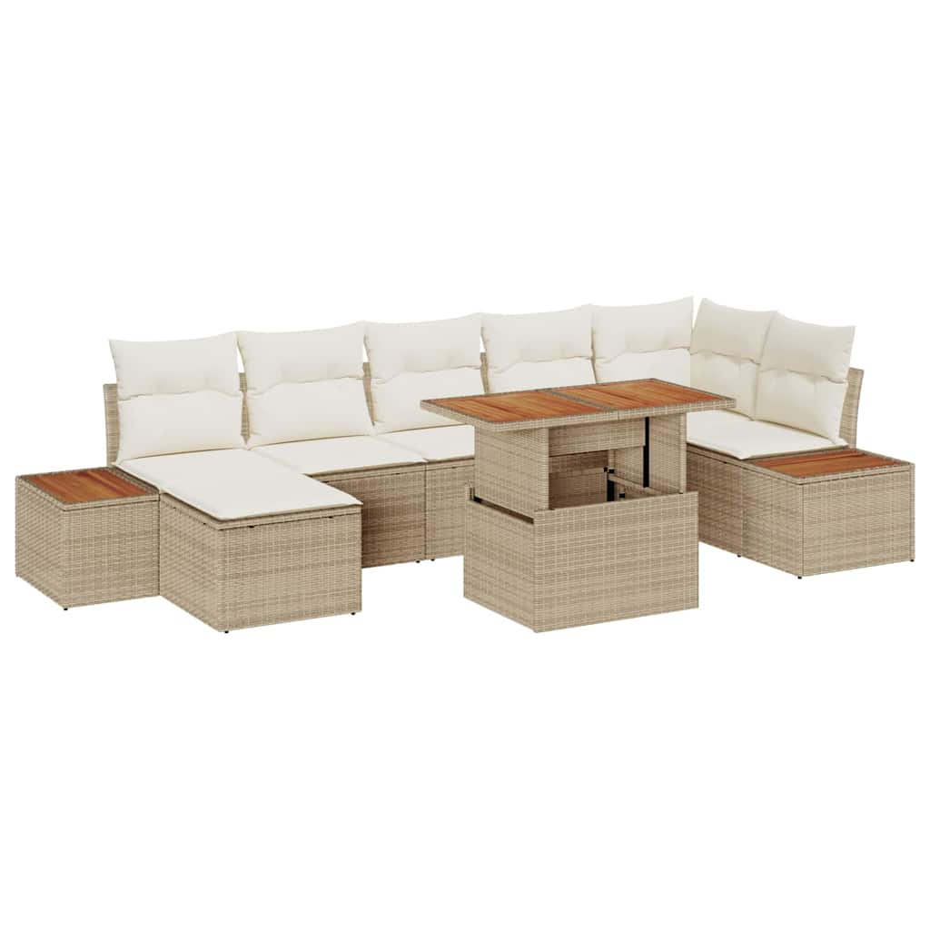 Tuin Sofa Set met opslag 8 pcs Beige Poly riet is nu te koop bij PeponiXL, paradijselijk wonen!