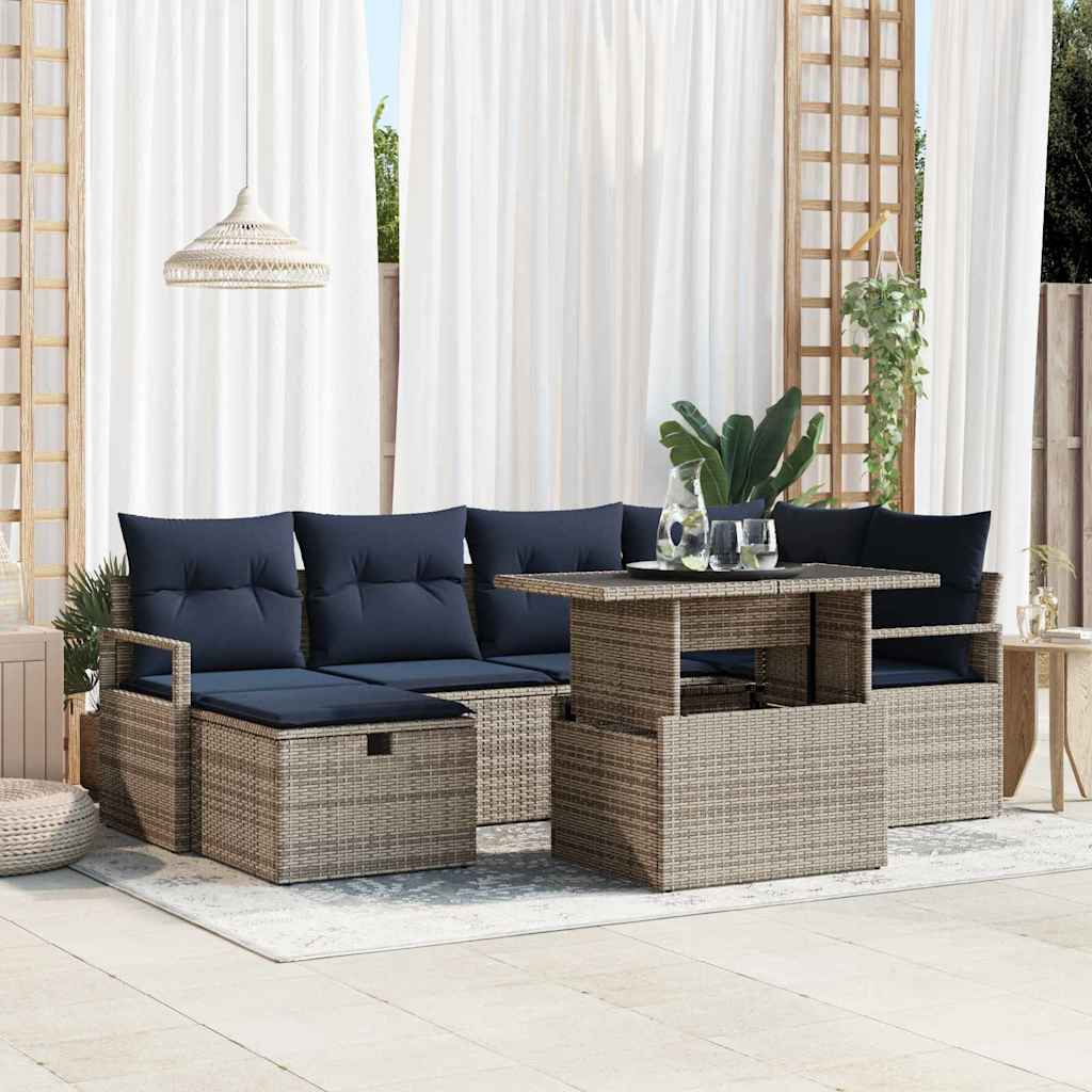 Tuin Sofa Set met kussen met opslag 7 pcs poly rattan is nu te koop bij PeponiXL, paradijselijk wonen!