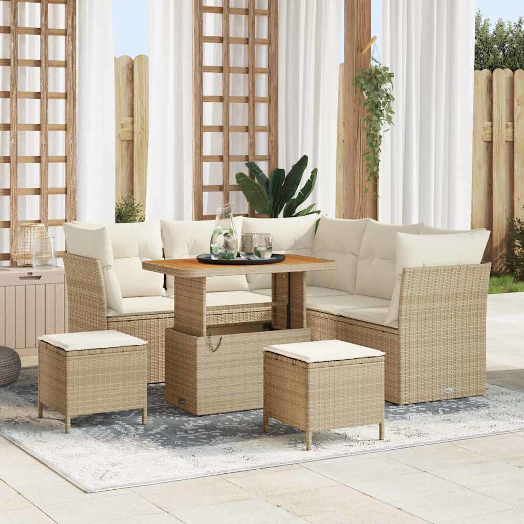 Tuinbankenset 8 pcs Beige poly rattan is nu te koop bij PeponiXL, paradijselijk wonen!