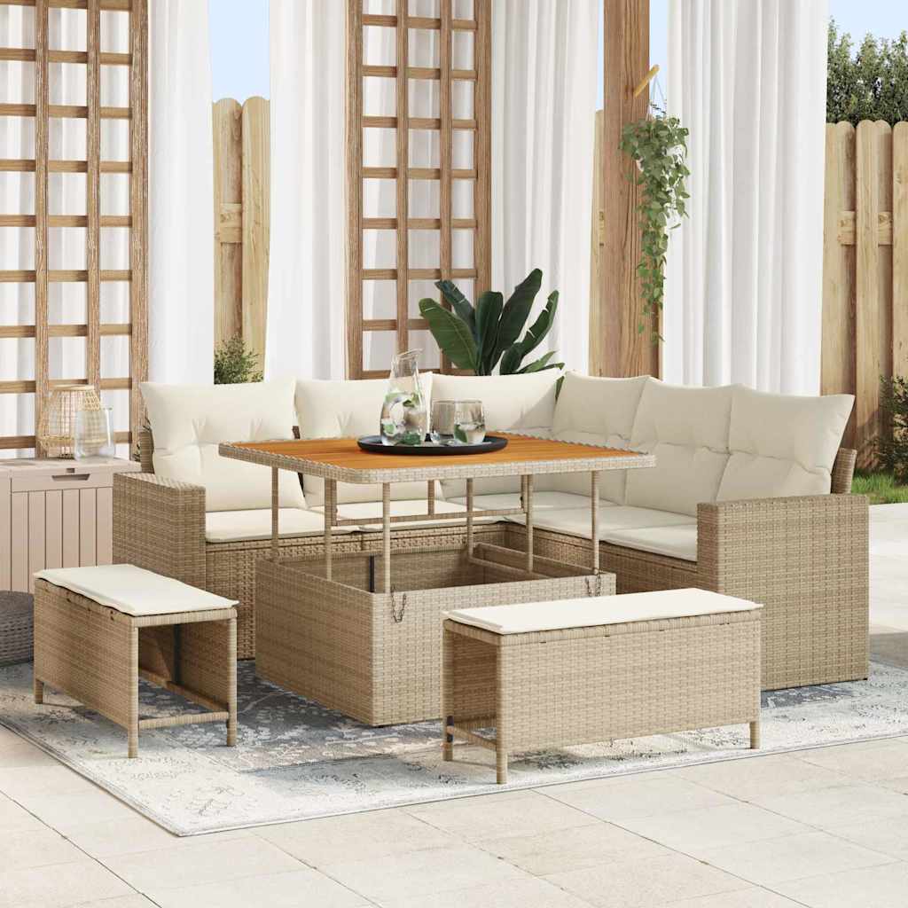 Tuinbankenset 8 pcs Beige poly rattan is nu te koop bij PeponiXL, paradijselijk wonen!