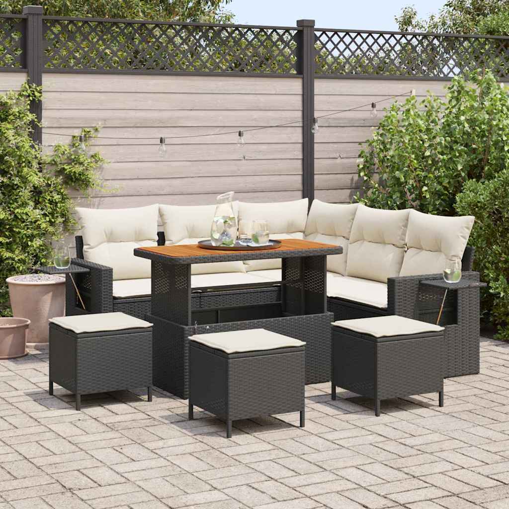 Tuin Sofa Set 9 st Zwart poly rattan is nu te koop bij PeponiXL, paradijselijk wonen!