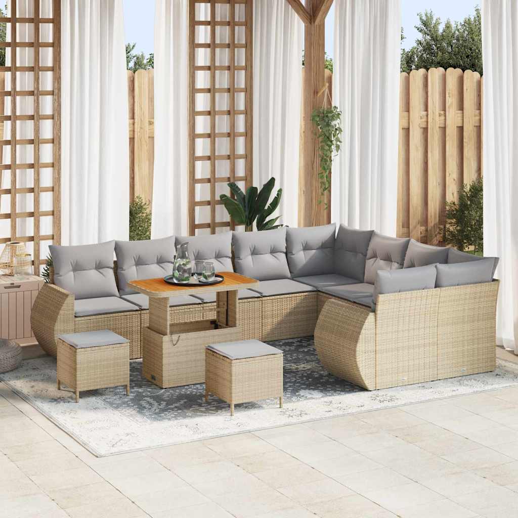 Tuinbankenset 12 pcs Beige poly rattan is nu te koop bij PeponiXL, paradijselijk wonen!