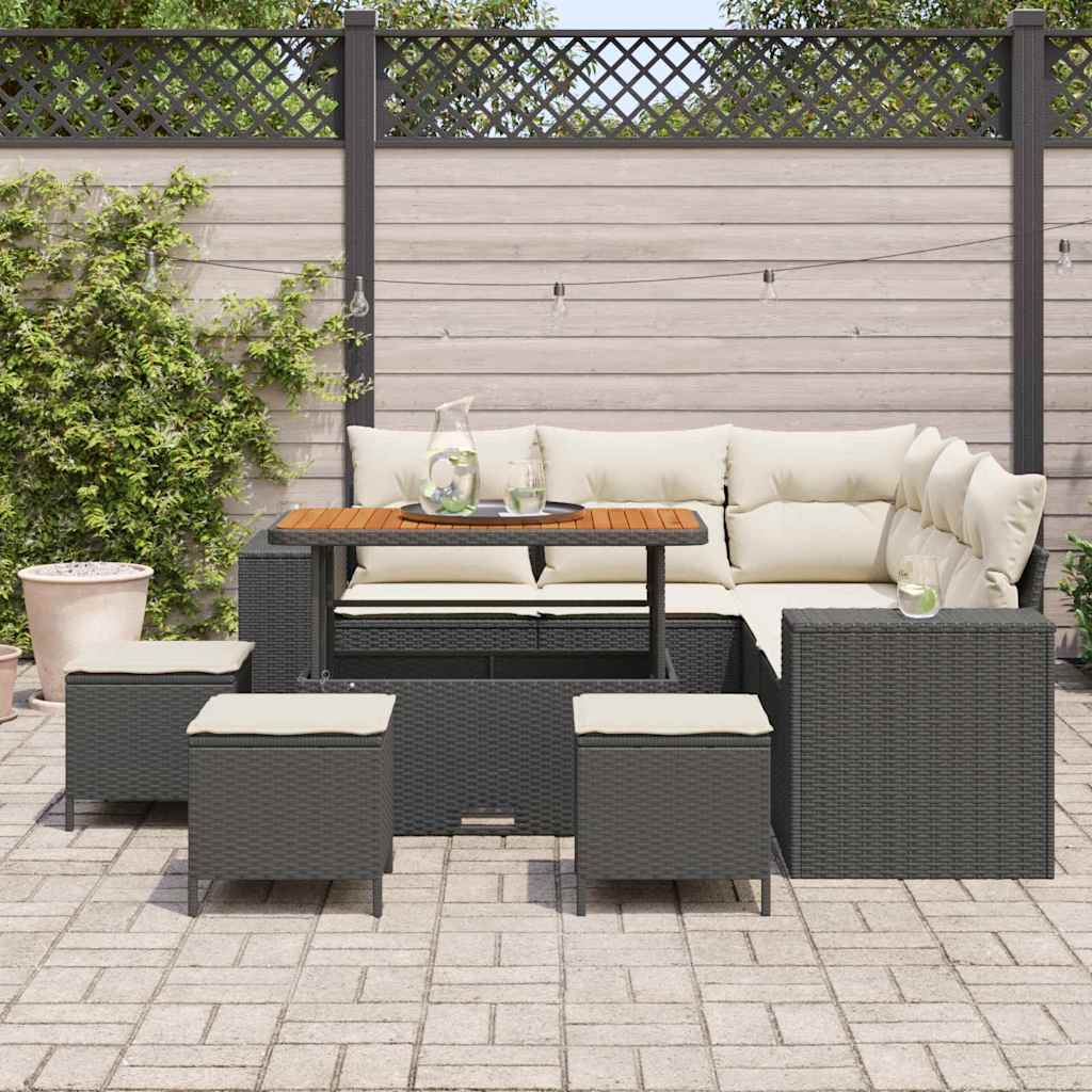Tuin Sofa Set 9 st Zwart poly rattan is nu te koop bij PeponiXL, paradijselijk wonen!