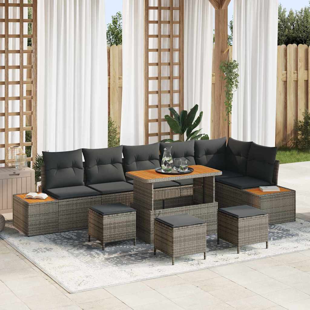 Tuinbankenset 10 pcs Grijs poly rattan is nu te koop bij PeponiXL, paradijselijk wonen!