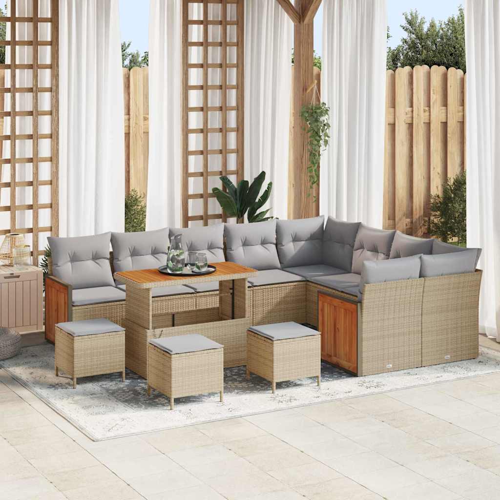 Tuinbankenset met kussen 13 pcs Beige en Licht Grijs is nu te koop bij PeponiXL, paradijselijk wonen!