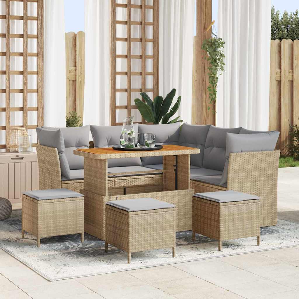 Tuin Sofa Set met kussen met opslag 9 pcs beige en lichtgrijs is nu te koop bij PeponiXL, paradijselijk wonen!