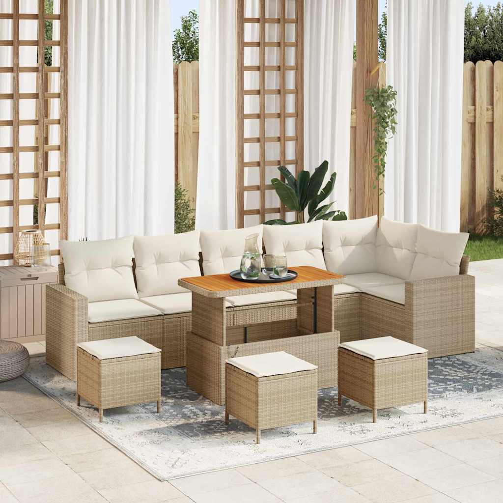 Tuinbankenset met kussen 12 pcs Beige en Crème poly rattan is nu te koop bij PeponiXL, paradijselijk wonen!