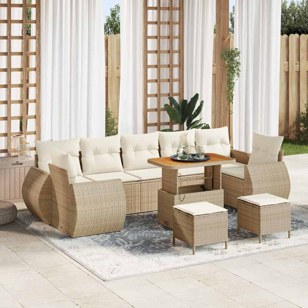 Tuin Sofa Set met kussen 10 pcs beige en crèmekleurig is nu te koop bij PeponiXL, paradijselijk wonen!
