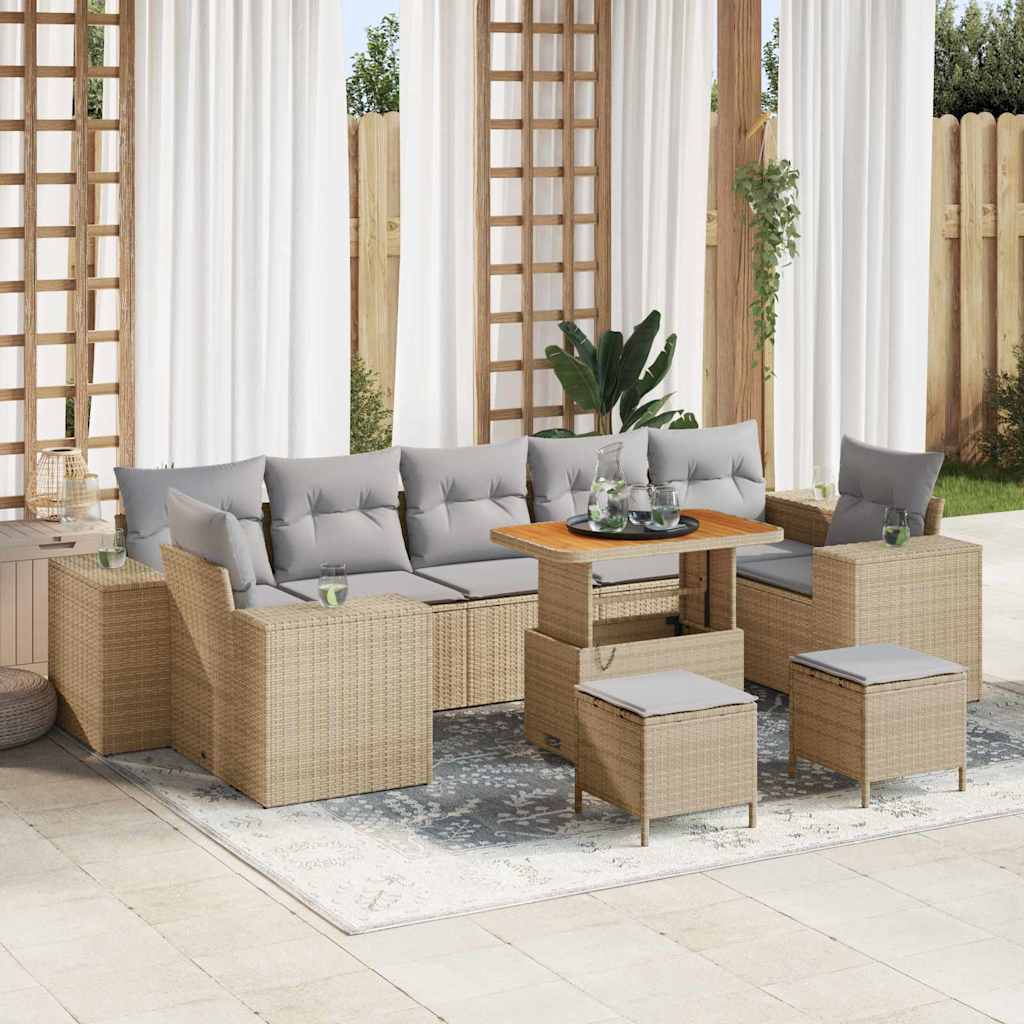 Tuin Sofa Set met kussen met opslag 10 pcs Beige en Licht Grijs is nu te koop bij PeponiXL, paradijselijk wonen!