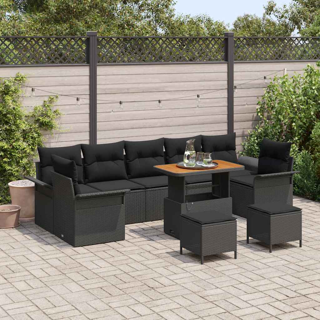 Tuin Sofa Set met kussen met opslag 10 pcs Zwart is nu te koop bij PeponiXL, paradijselijk wonen!