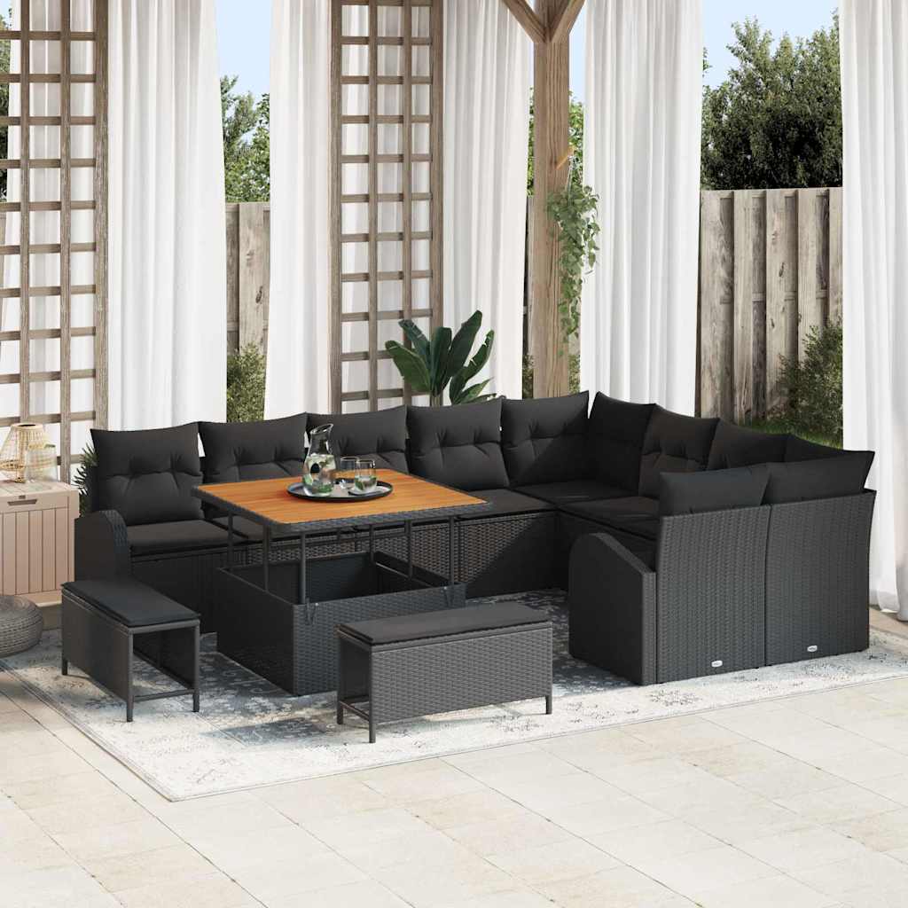 Tuin Sofa Set met kussen met opslag 12 pcs Zwart is nu te koop bij PeponiXL, paradijselijk wonen!