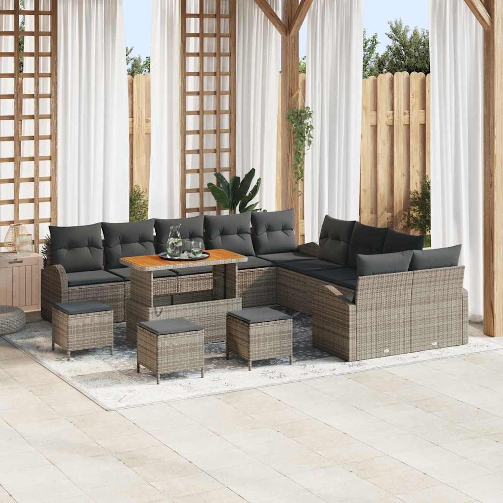 Tuin Sofa Set met kussen met opslag 14 pcs Grijs is nu te koop bij PeponiXL, paradijselijk wonen!