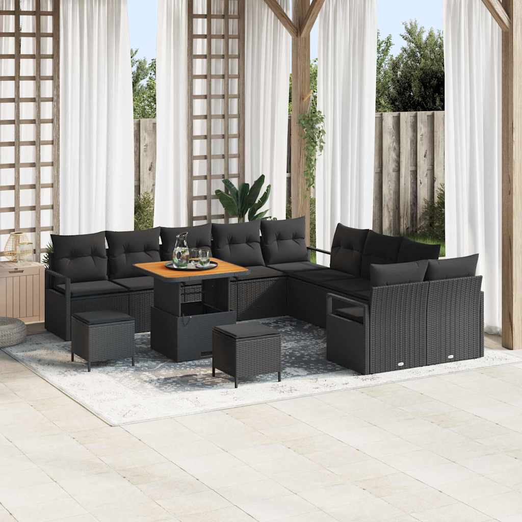 Tuin Sofa Set met kussen met opslag 13 pcs Zwart is nu te koop bij PeponiXL, paradijselijk wonen!