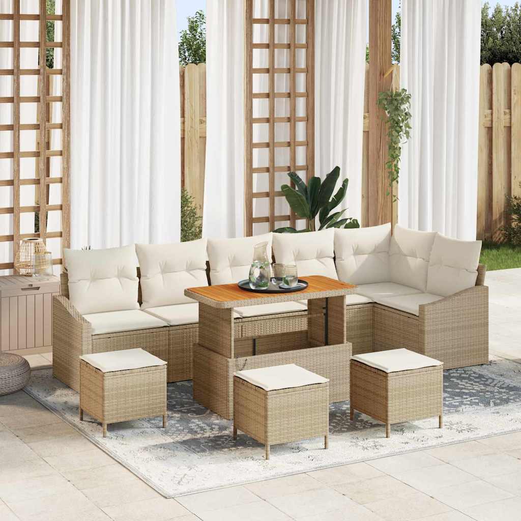 Tuinbankenset met kussen met opslag 10 pcs Beige Poly riet is nu te koop bij PeponiXL, paradijselijk wonen!