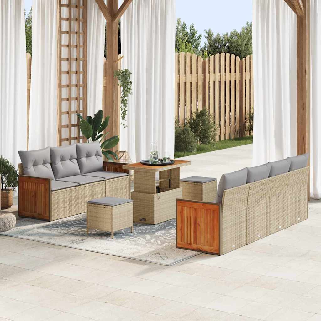 Tuinbankenset 13 pcs Beige en Licht Grijs poly rattan is nu te koop bij PeponiXL, paradijselijk wonen!