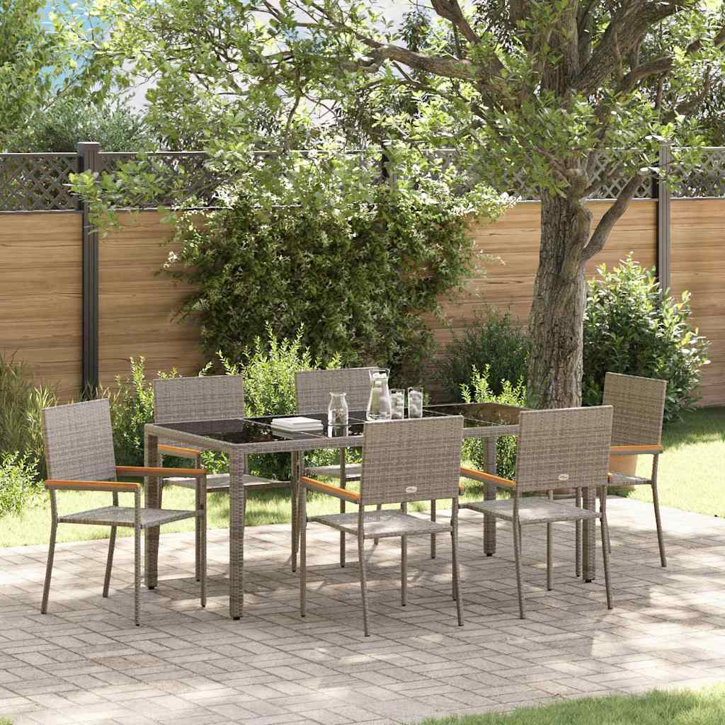 Tuin eettafelset 7 pcs Grijs poly rattan is nu te koop bij PeponiXL, paradijselijk wonen!