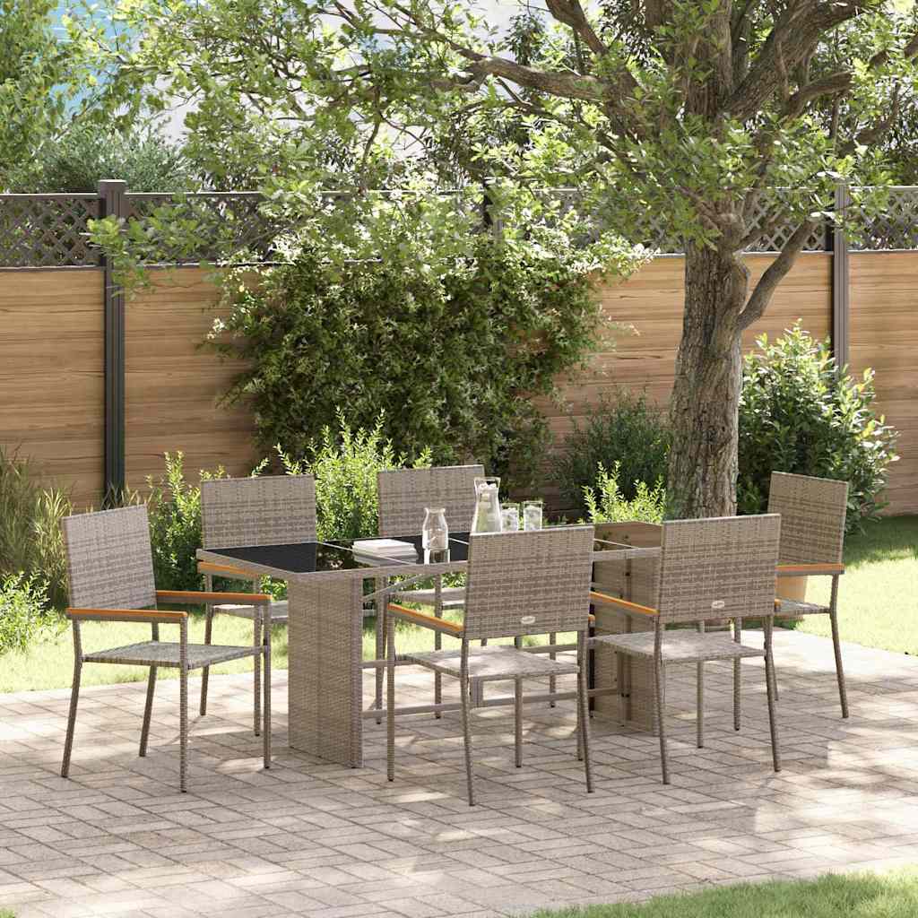 Tuin eettafelset 7 pcs Grijs poly rattan is nu te koop bij PeponiXL, paradijselijk wonen!