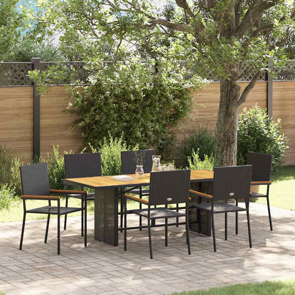 Tuin eettafelset 7 pcs Zwart poly rattan is nu te koop bij PeponiXL, paradijselijk wonen!