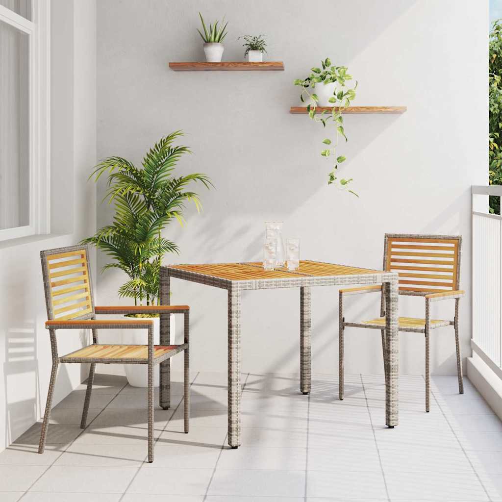 Tuin eettafelset 3 pcs Grijs en Bruin poly rattan is nu te koop bij PeponiXL, paradijselijk wonen!