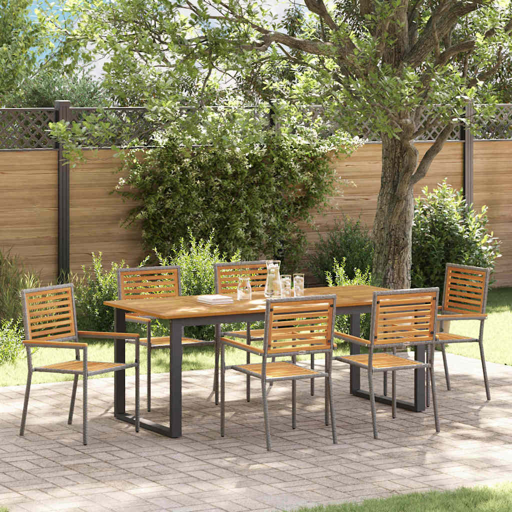 Tuin eettafelset 7 pcs Grijs Massief Acaciahout is nu te koop bij PeponiXL, paradijselijk wonen!