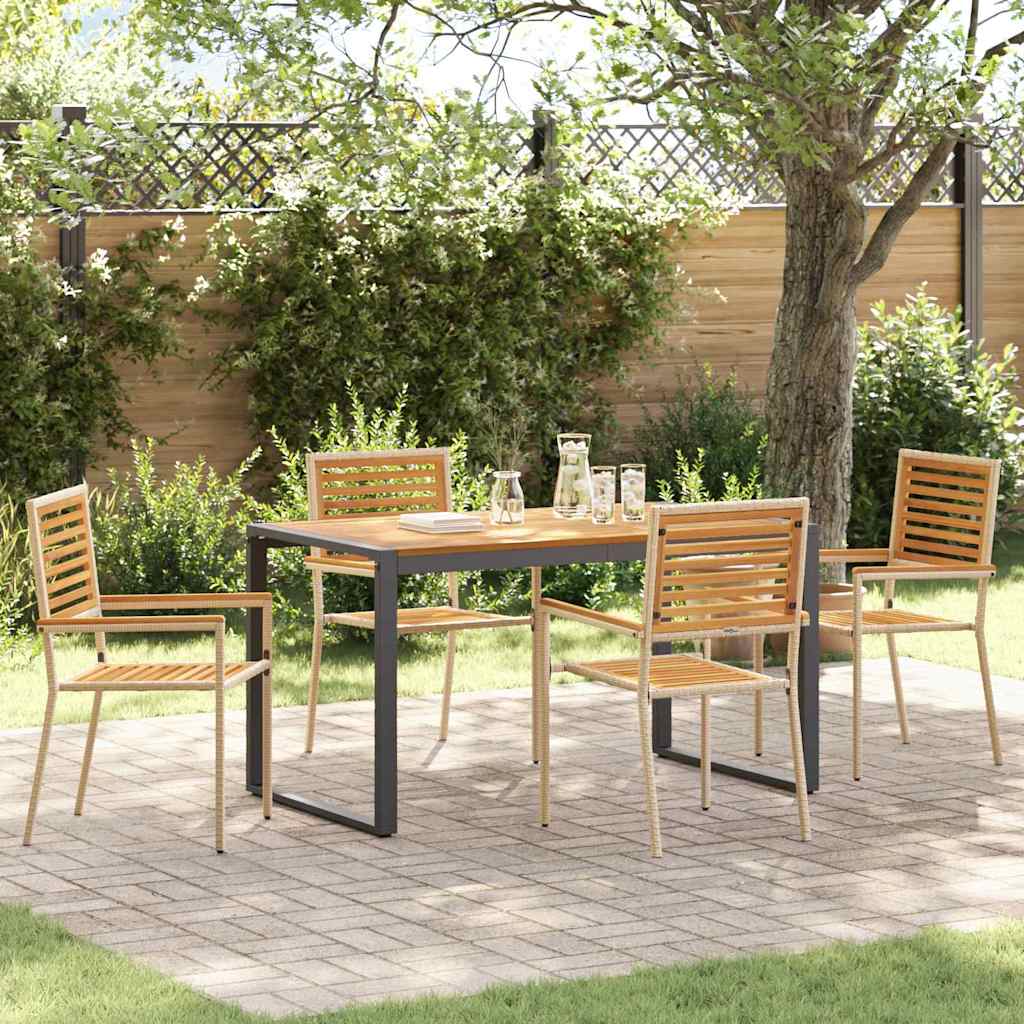 Tuin eettafelset 5 pcs Beige en Bruin poly rattan is nu te koop bij PeponiXL, paradijselijk wonen!