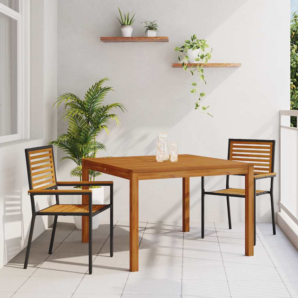 Tuin eettafelset 3 pcs Zwart Massief Acaciahout is nu te koop bij PeponiXL, paradijselijk wonen!