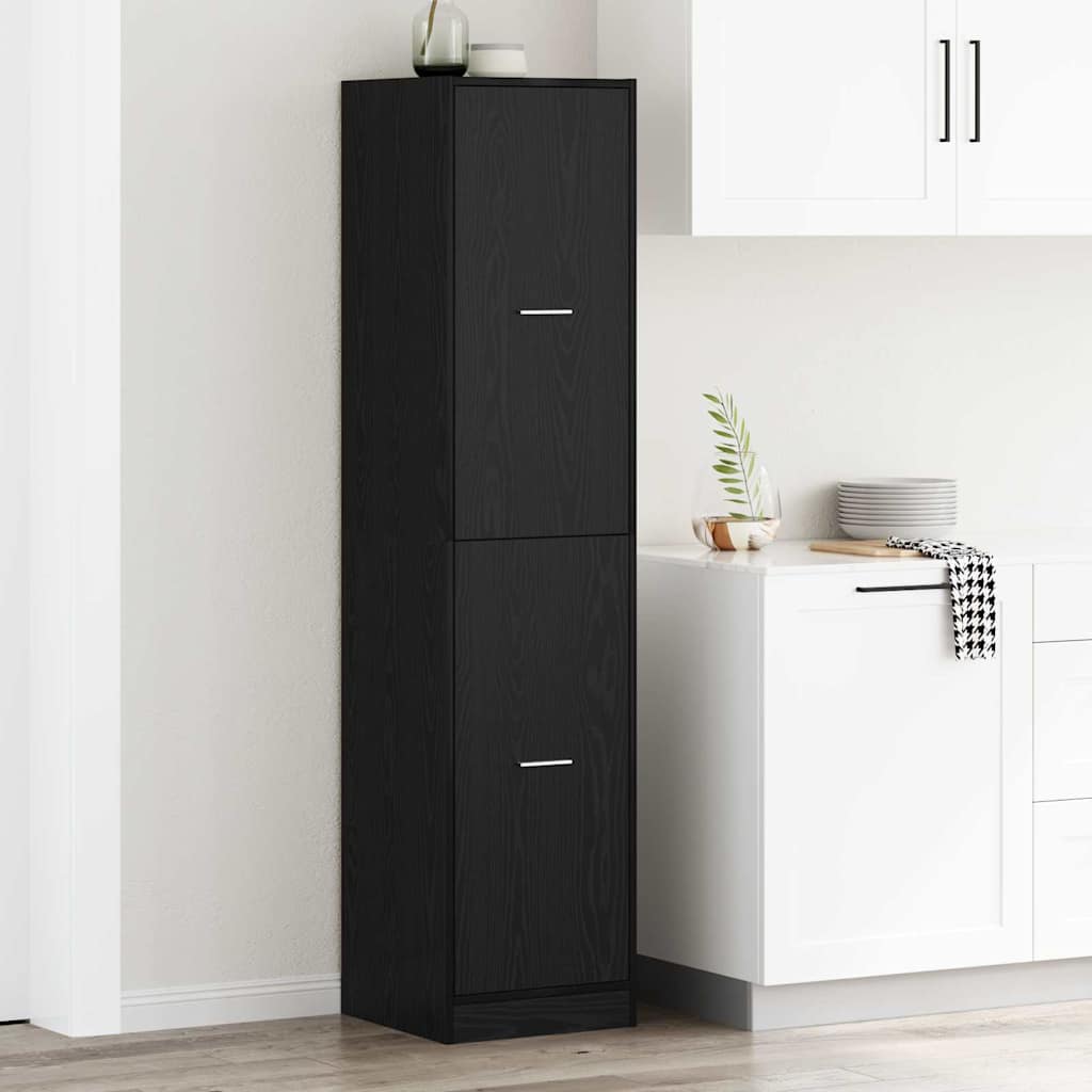 Apothekerskast Zwart eiken 40 x 41 x 174.5 cm Bewerkt hout is nu te koop bij PeponiXL, paradijselijk wonen!