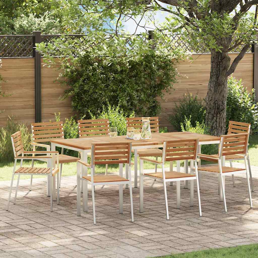 Tuin eettafelset 9 pcs Bruin Massief Teakhout is nu te koop bij PeponiXL, paradijselijk wonen!
