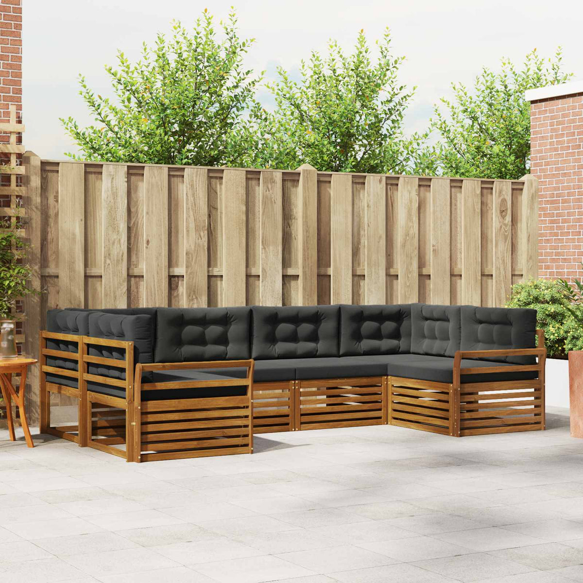 Buiten bankenset met kussen 6 pcs Natuurlijk en Antraciet is nu te koop bij PeponiXL, paradijselijk wonen!