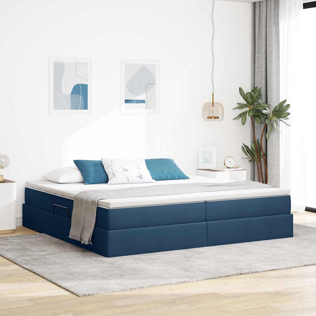 Opslag bed met matras met matras Blauw 200 x 200 cm Polyester is nu te koop bij PeponiXL, paradijselijk wonen!
