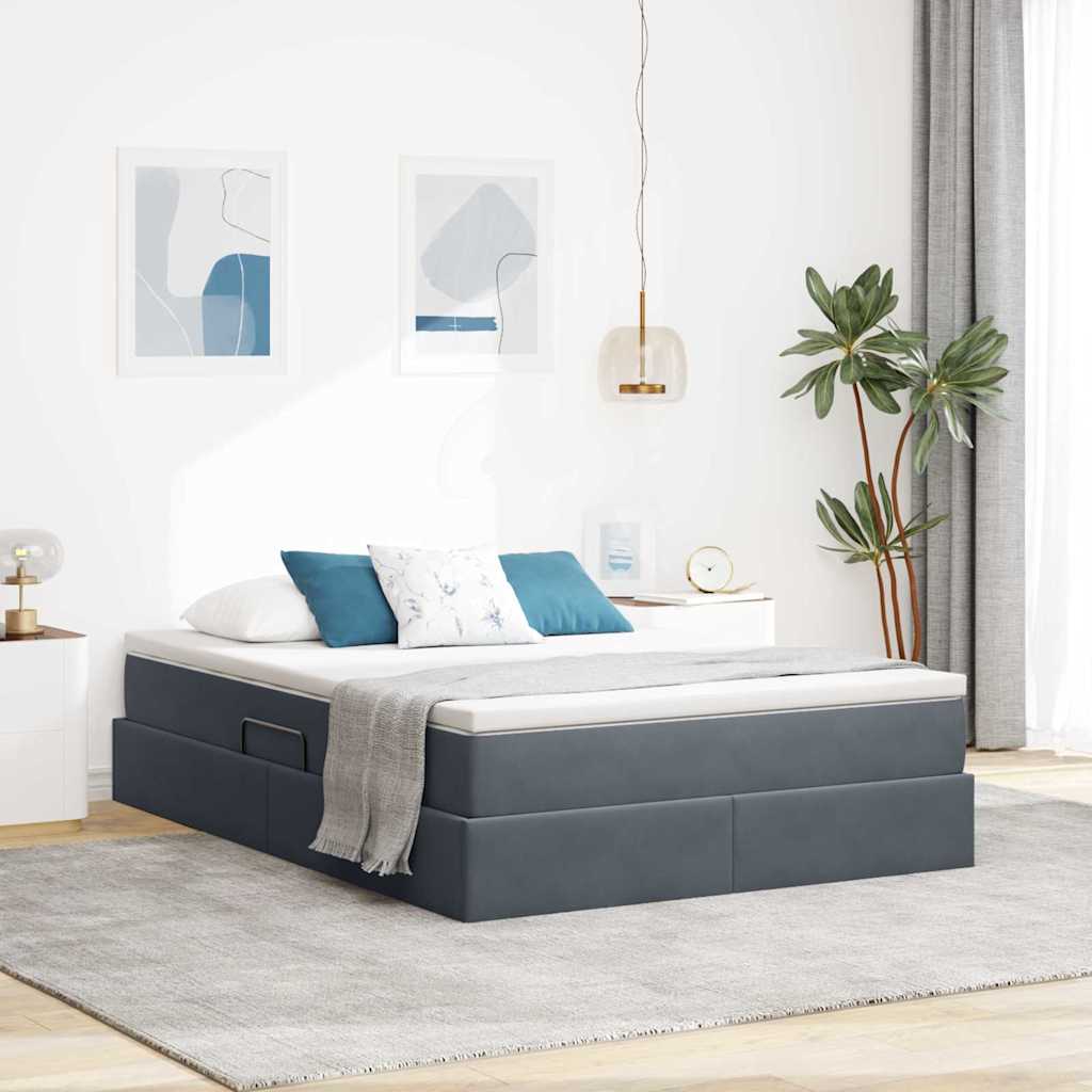 Opbergbed met matras Donkergrijs 140 x 200 cm Fluweel is nu te koop bij PeponiXL, paradijselijk wonen!