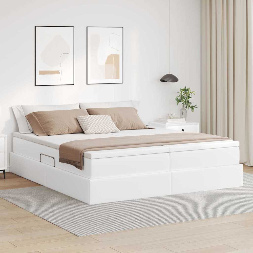 Opbergbed met matras met matras Wit 200 x 200 cm Nep Leer is nu te koop bij PeponiXL, paradijselijk wonen!