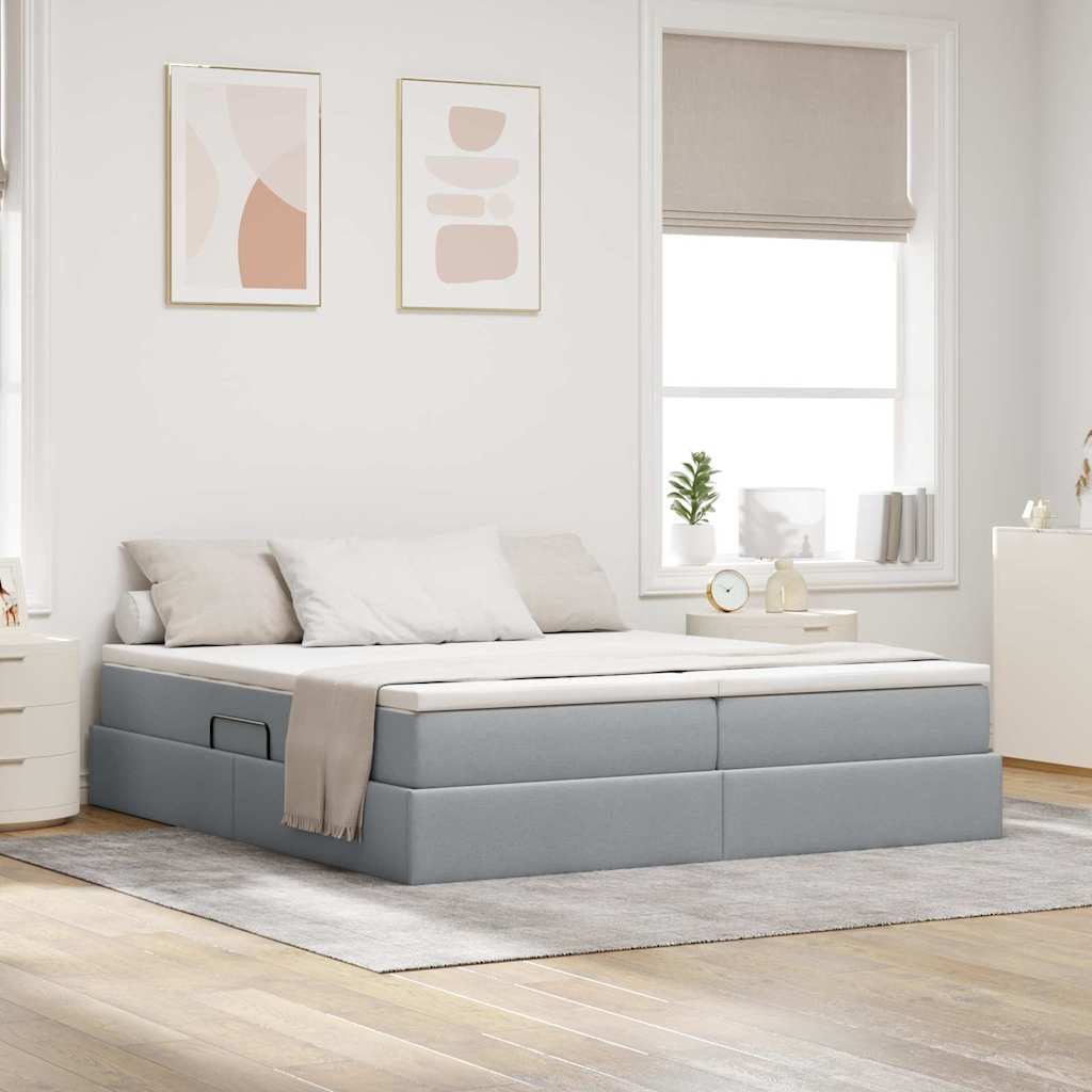 Opbergbed met matras Lichtgrijs 200 x 200 cm Polyester is nu te koop bij PeponiXL, paradijselijk wonen!