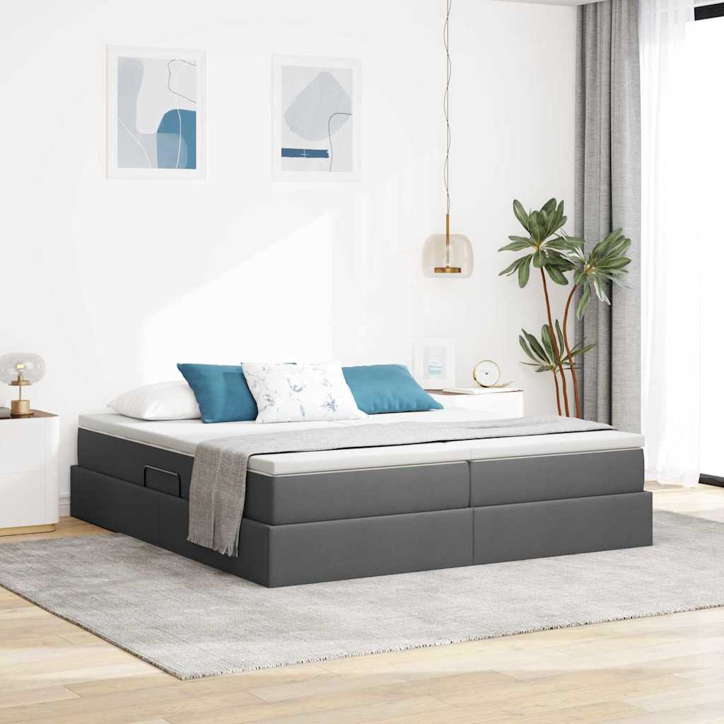 Opbergbed met matras Donkergrijs 200 x 200 cm Polyester is nu te koop bij PeponiXL, paradijselijk wonen!