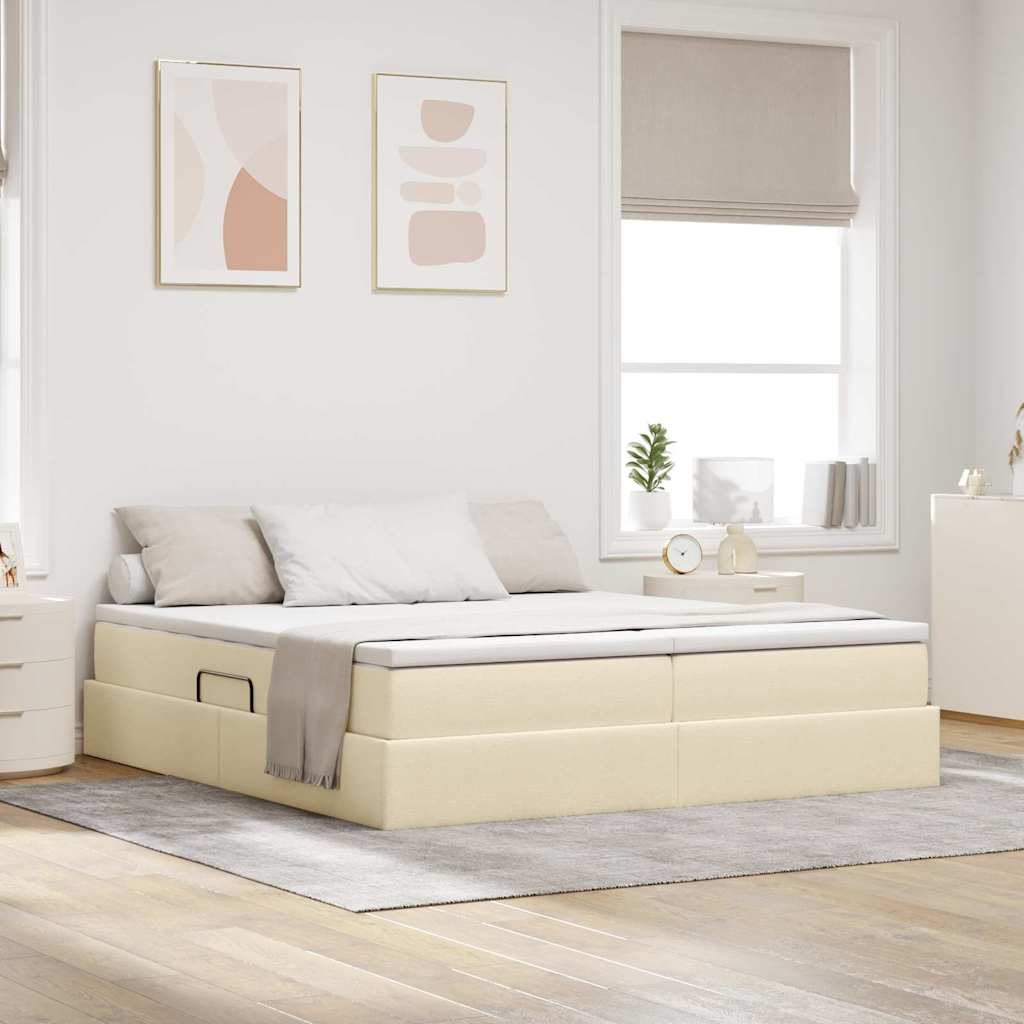 Opbergbed met matras met matras Crème 200 x 200 cm Polyester is nu te koop bij PeponiXL, paradijselijk wonen!