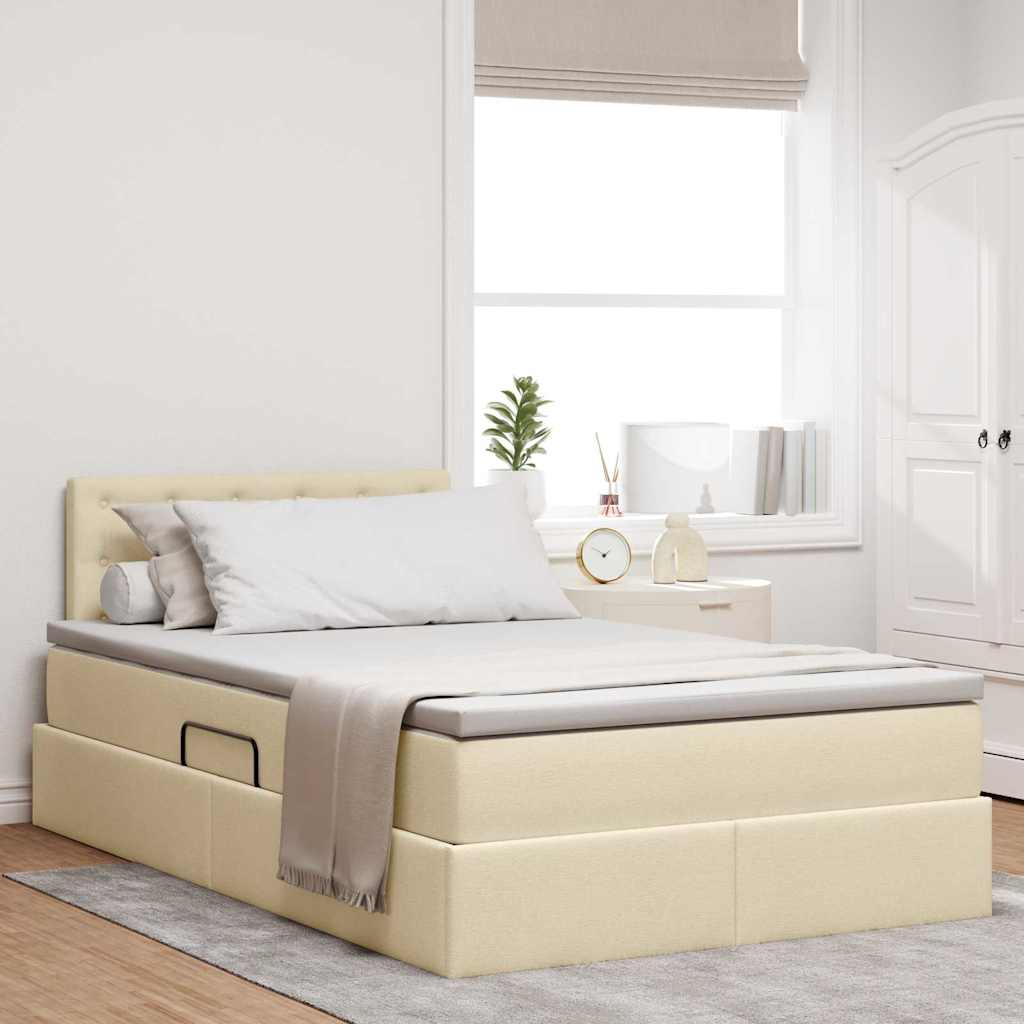 Opbergbed met matras met matras Crème 120 x 190 cm Bewerkt hout is nu te koop bij PeponiXL, paradijselijk wonen!