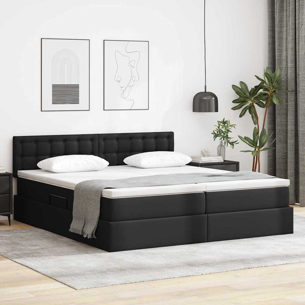 Opslag bed met hoofdeinde Zwart 180 x 200 cm Nep Leer is nu te koop bij PeponiXL, paradijselijk wonen!