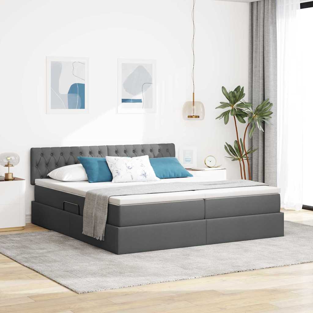 Opslag bed met matras Donkergrijs 180 x 200 cm Nep Leer is nu te koop bij PeponiXL, paradijselijk wonen!