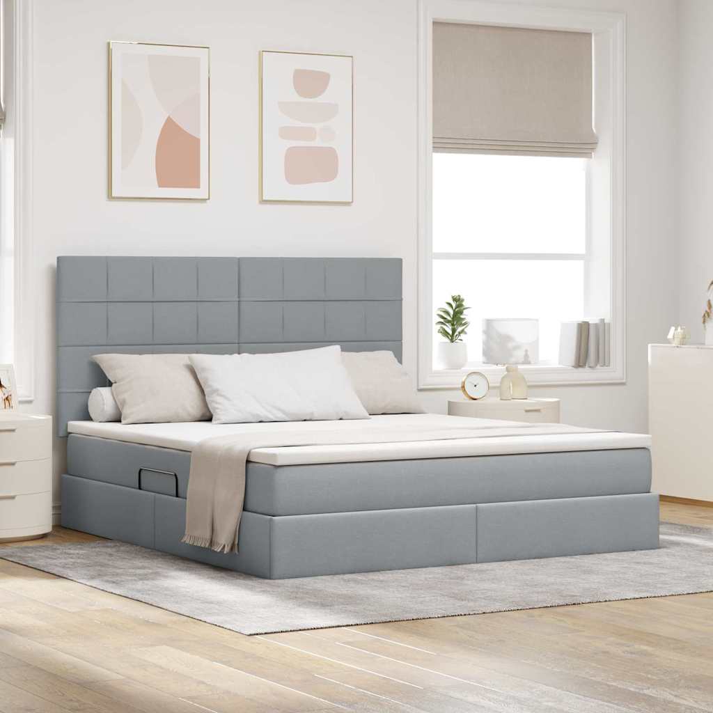 Opslag bed met matras Lichtgrijs 160 x 200 cm Polyester is nu te koop bij PeponiXL, paradijselijk wonen!