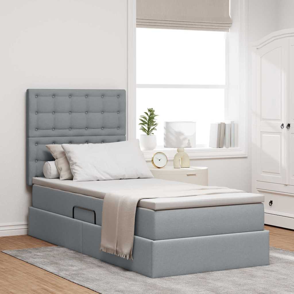Opslag bed met matras Lichtgrijs 100 x 200 cm Polyester is nu te koop bij PeponiXL, paradijselijk wonen!