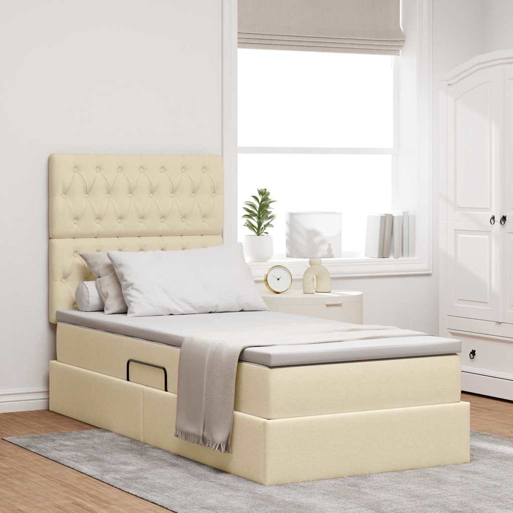 Opbergbed met LED met matras Crème 100 x 200 cm Polyester is nu te koop bij PeponiXL, paradijselijk wonen!