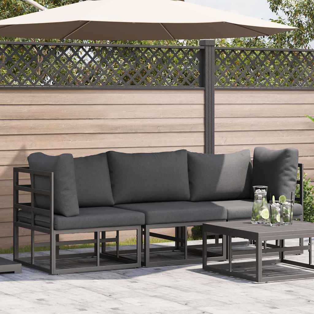 Buitenmeubilair met kussen 3 Stuk Zwart en Anthraciet Metaal is nu te koop bij PeponiXL, paradijselijk wonen!