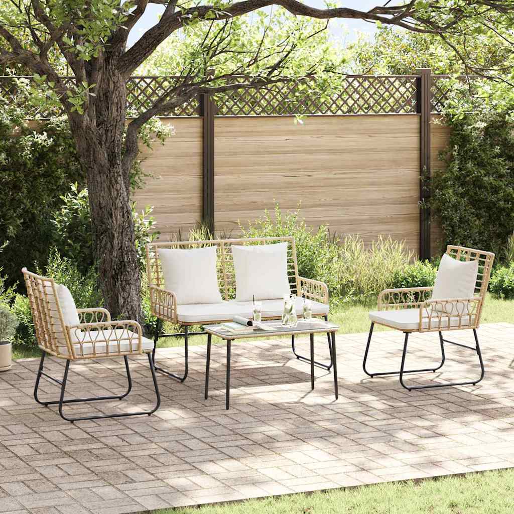 Tuin eettafelset 3 pcs Bruin en Crème poly rattan is nu te koop bij PeponiXL, paradijselijk wonen!