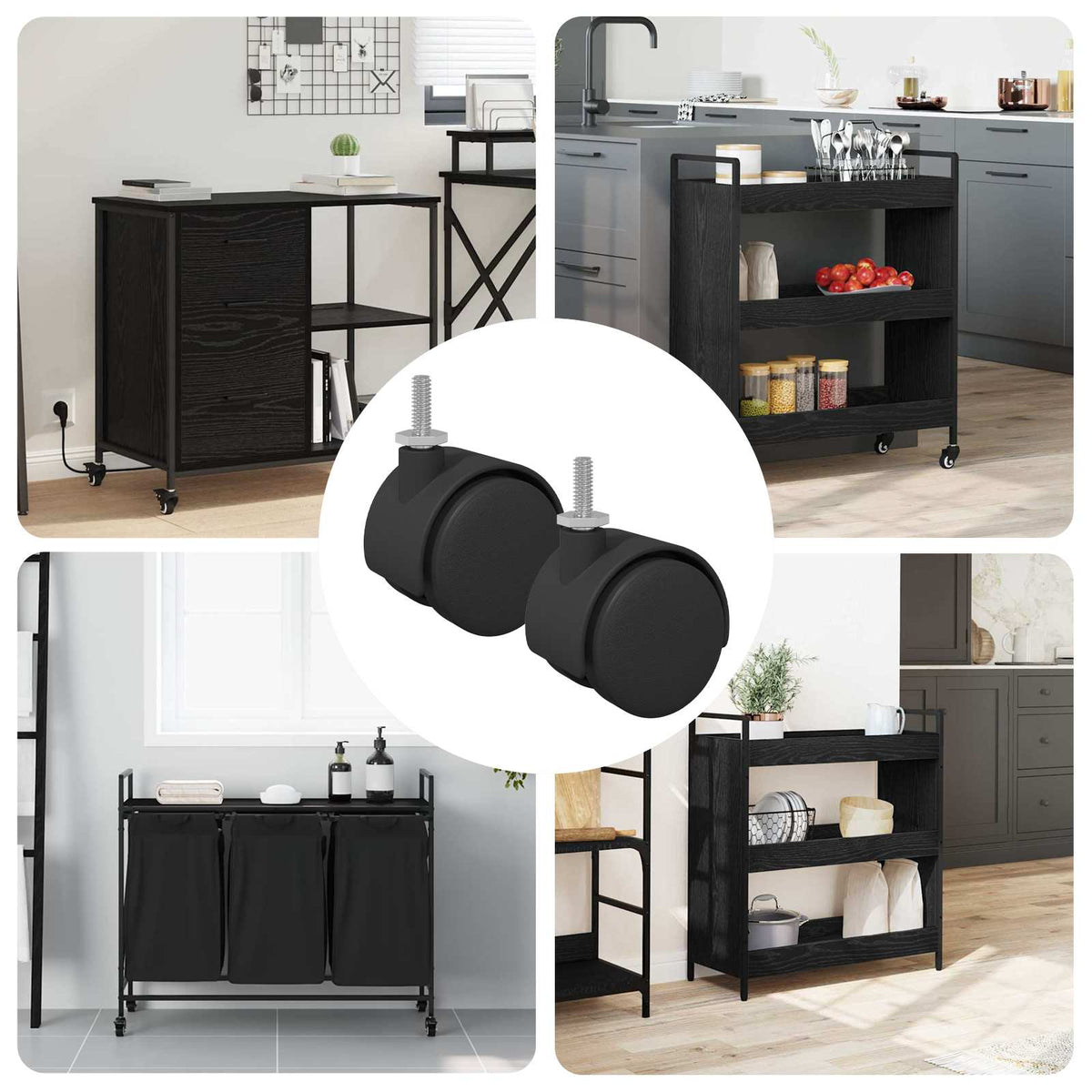 Wielen 2 pcs Zwart 40,1 x 37,8 mm PP en IJzer is nu te koop bij PeponiXL, paradijselijk wonen!