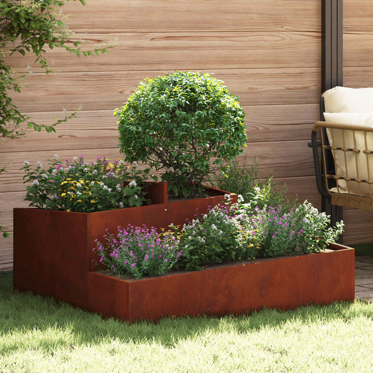 vidaXL Plantenbak Roestkleurig 100 x 100 x 50 cm weervast staal