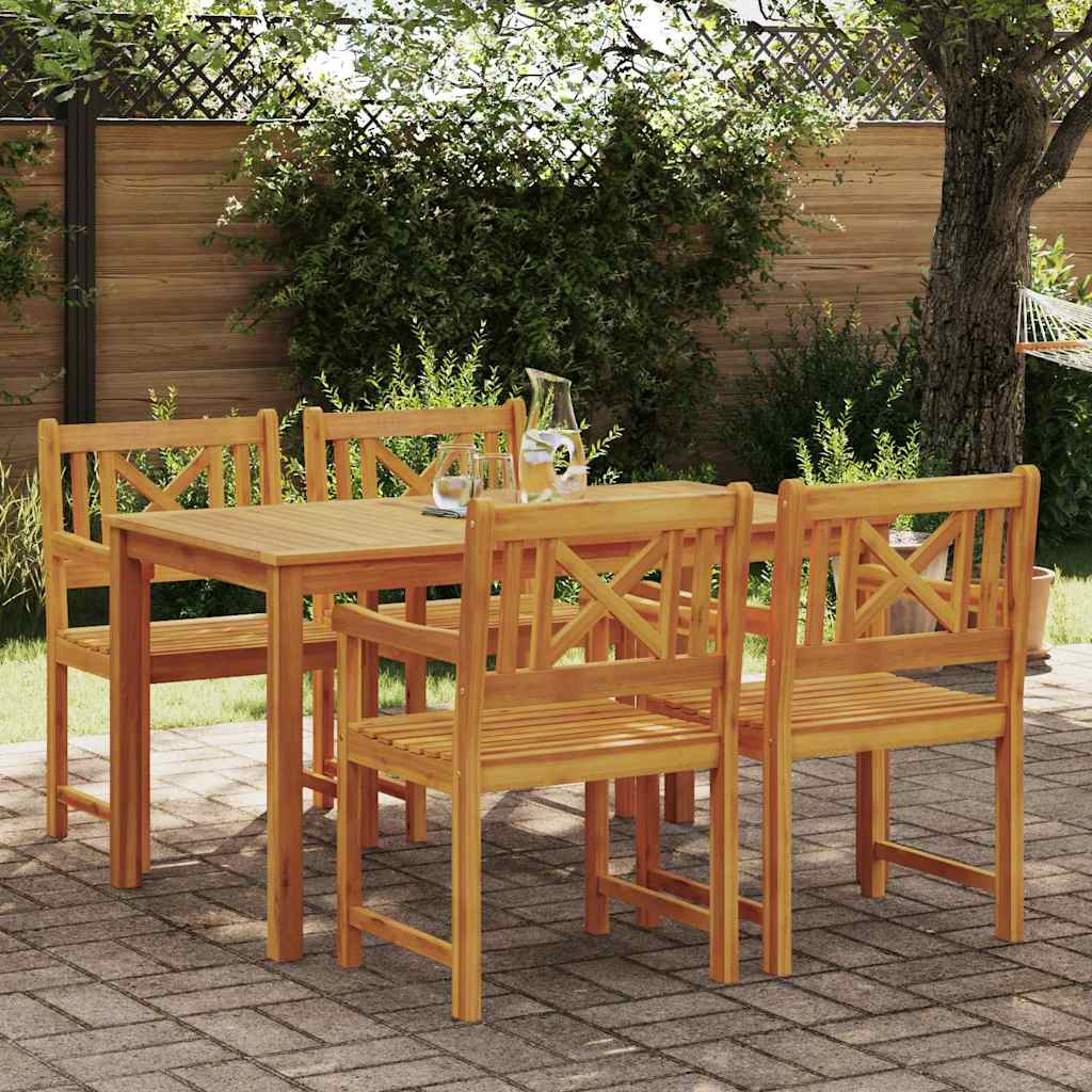 Tuin eettafelset 5 pcs Bruin Massief Acaciahout is nu te koop bij PeponiXL, paradijselijk wonen!
