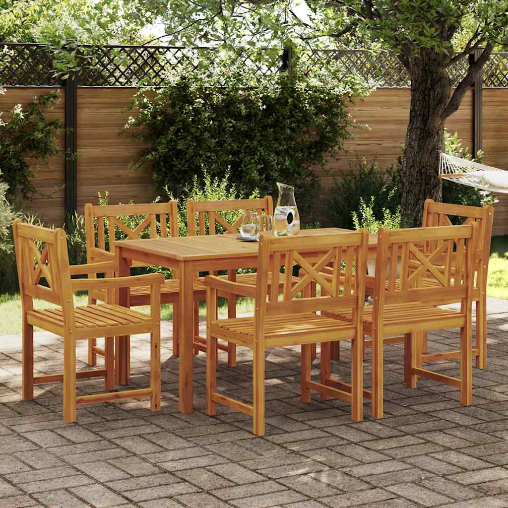 Tuin eettafelset 7 pcs Bruin Massief Acaciahout is nu te koop bij PeponiXL, paradijselijk wonen!