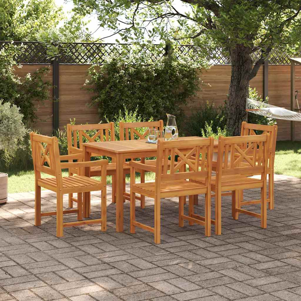 Tuin eettafelset 7 pcs Bruin Massief Acaciahout is nu te koop bij PeponiXL, paradijselijk wonen!
