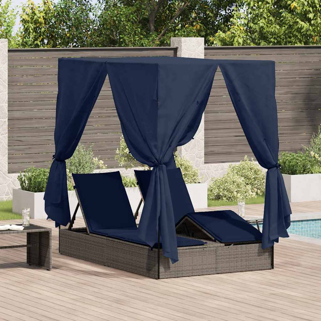 Dubbele ligbed Verstelbaar Zwart 205 x 129 x 200 cm poly rattan is nu te koop bij PeponiXL, paradijselijk wonen!