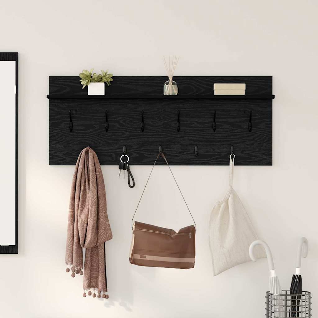 Wandgemonteerde kapstok met plank Zwart Eiken 100 x 40 x 12 cm is nu te koop bij PeponiXL, paradijselijk wonen!